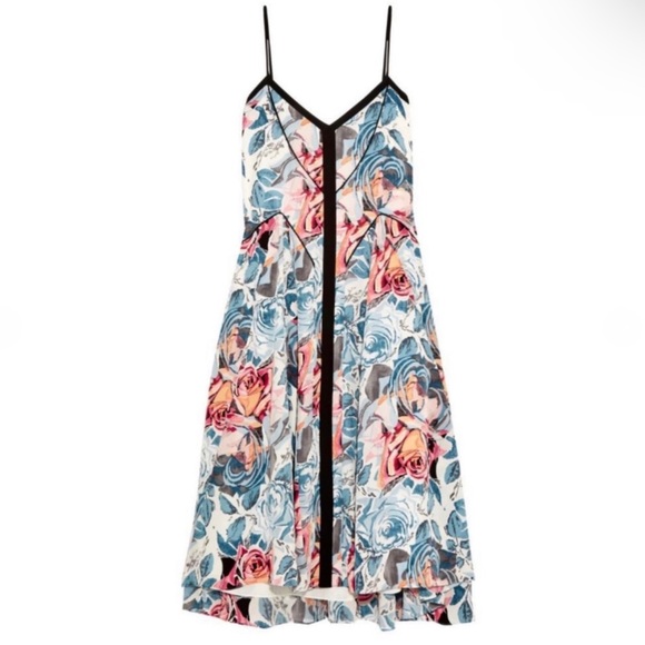 NEW ELIZABETH AND JAMES SILK FLORAL PRINT MIDI SLIP DRESS - Picture 6 of 6
